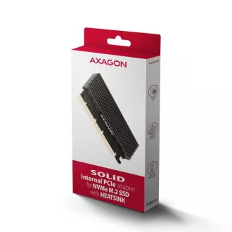 AXAGON PCEM2-XS, PCIe x16 - M.2 NVMe M-key utor adapter, poklopac s hladnjakom za pasivno hlađenje AXAGON PCEM2-XS, PCIe x16 - M.2 NVMe M-key utor adapter, poklopac s hladnjakom za pasivno hlađenje