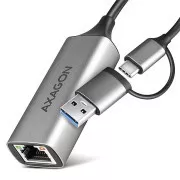 AXAGON ADE-TXCA, USB-C + USB-A 3.2 Gen 1 - Gigabit Ethernet mrežna kartica, Asix AX88179, auto instalacija
