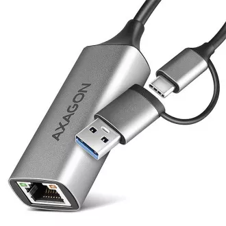 AXAGON ADE-TXCA, USB-C + USB-A 3.2 Gen 1 - Gigabit Ethernet mrežna kartica, Asix AX88179, auto instalacija