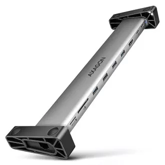 AXAGON HMC-10HLS, USB 5Gbps hub, 4x USB-A, HDMI 4k/60Hz, RJ-45 GLAN, SD/mSD, PD 100W, USB-C kabel 25cm