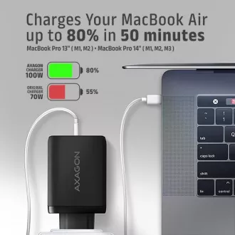 AXAGON ACU-DPQ100, GaN mrežni punjač 100W, 3x port (USB-A + dual USB-C), PD3.0/PPS/QC4+/Apple, crni AXAGON ACU-DPQ100, GaN mrežni punjač 100W, 3x port (USB-A + dual USB-C), PD3.0/PPS/QC4+/Apple, crni