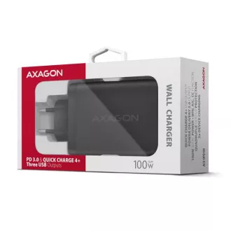 AXAGON ACU-DPQ100, GaN mrežni punjač 100W, 3x port (USB-A + dual USB-C), PD3.0/PPS/QC4+/Apple, crni AXAGON ACU-DPQ100, GaN mrežni punjač 100W, 3x port (USB-A + dual USB-C), PD3.0/PPS/QC4+/Apple, crni