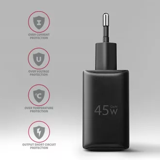 AXAGON ACU-PQ45 GaN mrežni punjač 45W, 2x porta (USB-A + USB-C), PD3.0/PPS/QC4+/SFC 2.0/AFC/Apple