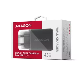 AXAGON ACU-PQ45 GaN mrežni punjač 45W, 2x porta (USB-A + USB-C), PD3.0/PPS/QC4+/SFC 2.0/AFC/Apple