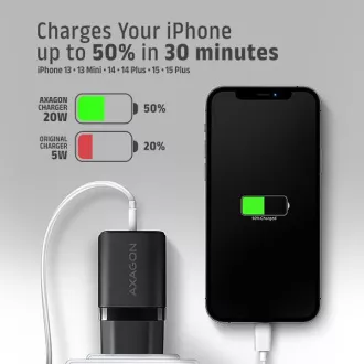 AXAGON ACU-PQ20, mrežni punjač 20W, 2x porta (USB-A + USB-C), PD3.0/PPS/QC4+/AFC/Apple, crni AXAGON ACU-PQ20, mrežni punjač 20W, 2x porta (USB-A + USB-C), PD3.0/PPS/QC4+/AFC/Apple, crni