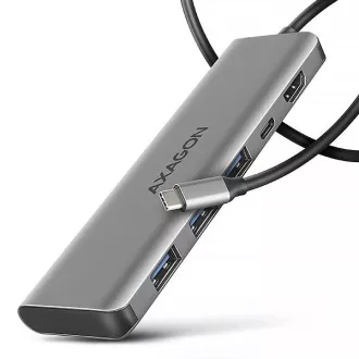AXAGON HMC-5H, USB 5Gbps hub, 3x USB-A, HDMI 4k/30Hz, PD 100W, USB-C kabel 100cm