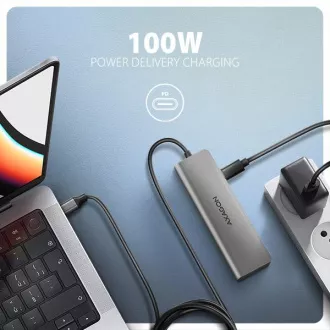 AXAGON HMC-5H, USB 5Gbps hub, 3x USB-A, HDMI 4k/30Hz, PD 100W, USB-C kabel 100cm