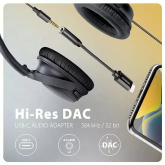 AXAGON ADA-HC, USB-C do 3,5 mm utičnice - Hi-Res DAC audio adapter, 384kHz/32bit, stereo AXAGON ADA-HC, USB-C do 3,5 mm utičnice - Hi-Res DAC audio adapter, 384kHz/32bit, stereo