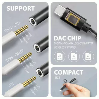 AXAGON ADA-HC, USB-C do 3,5 mm utičnice - Hi-Res DAC audio adapter, 384kHz/32bit, stereo AXAGON ADA-HC, USB-C do 3,5 mm utičnice - Hi-Res DAC audio adapter, 384kHz/32bit, stereo