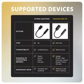 AXAGON ADA-HC, USB-C do 3,5 mm utičnice - Hi-Res DAC audio adapter, 384kHz/32bit, stereo AXAGON ADA-HC, USB-C do 3,5 mm utičnice - Hi-Res DAC audio adapter, 384kHz/32bit, stereo
