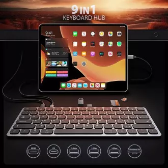 AXAGON HMC-KB-CS, USB 5Gbps hub sa CZ/SK tipkovnicom, HDMI 4K/60Hz, 3x USB-A, SD/mSD, audio, PD 100W, USB-C kabel 60cm AXAGON HMC-KB-CS, USB 5Gbps hub sa CZ/SK tipkovnicom, HDMI 4K/60Hz, 3x USB-A, SD/mSD, audio, PD 100W, USB-C kabel 60cm