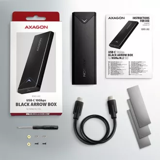 AXAGON EEM2-UB2, USB-C 10Gbps - M.2 NVMe SSD ARROW kutija, crna