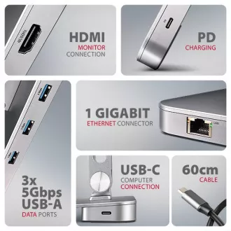 AXAGON HMC-STND, stalak za prijenosna računala od 10"-17", USB 5Gbps hub, 3x USB-A, HDMI 4k/60Hz, RJ-45, PD 100W, USB-C kabel 60 cm AXAGON HMC-STND, stalak za prijenosna računala od 10"-17", USB 5Gbps hub, 3x USB-A, HDMI 4k/60Hz, RJ-45, PD 100W, USB-C kabel 60 cm
