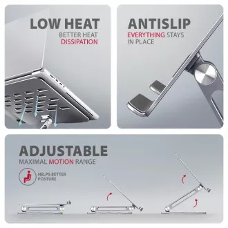 AXAGON STND-LQ aluminijski HQ stalak za prijenosno računalo 10"-17.3" podesiva visina i kut, siva
