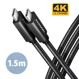 AXAGON BUCM32-CM15AB, SPEED+ kabel USB-C <-> USB-C, 1.5m, USB 20Gbps, PD 100W 5A, 4K HD, ALU, pleteni, crni