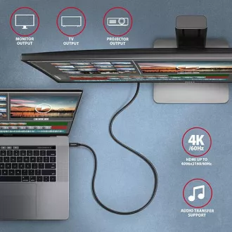 AXAGON BUCM32-CM15AB, SPEED+ kabel USB-C <-> USB-C, 1.5m, USB 20Gbps, PD 100W 5A, 4K HD, ALU, pleteni, crni