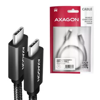 AXAGON BUCM32-CM15AB, SPEED+ kabel USB-C <-> USB-C, 1.5m, USB 20Gbps, PD 100W 5A, 4K HD, ALU, pleteni, crni