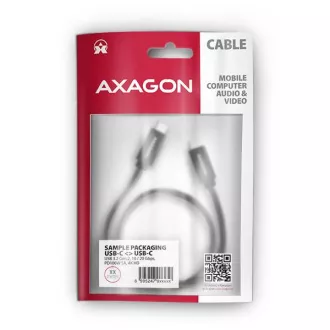 AXAGON BUCM32-CM15AB, SPEED+ kabel USB-C <-> USB-C, 1.5m, USB 20Gbps, PD 100W 5A, 4K HD, ALU, pleteni, crni