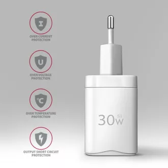 AXAGON ACU-PD30W, Sil mrežni punjač 30W, 1x USB-C port, PD3.0/PPS/QC4+/SFC/AFC/Apple, bijeli