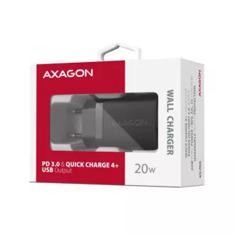 AXAGON ACU-PD20, mrežni punjač 20W, 1x USB-C port, PD3.0/PPS/QC4+/AFC/Apple, crni