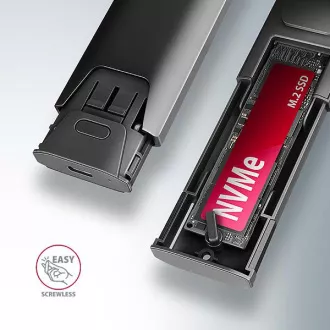 AXAGON EEM2-GTS2, USB-C 10Gbps - M.2 NVMe & SATA SSD metalna TANKA kutija, bez vijaka