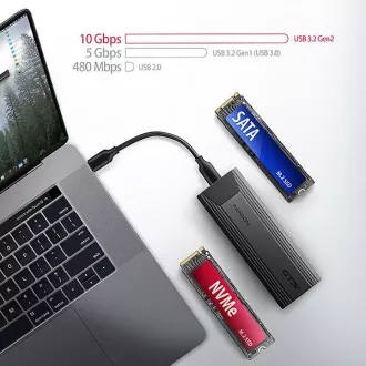 AXAGON EEM2-GTS2, USB-C 10Gbps - M.2 NVMe & SATA SSD metalna TANKA kutija, bez vijaka