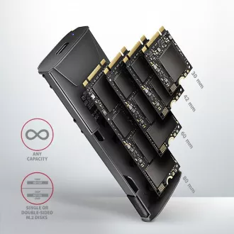 AXAGON EEM2-GTS2, USB-C 10Gbps - M.2 NVMe & SATA SSD metalna TANKA kutija, bez vijaka