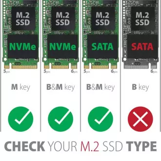 AXAGON EEM2-GTS2, USB-C 10Gbps - M.2 NVMe & SATA SSD metalna TANKA kutija, bez vijaka