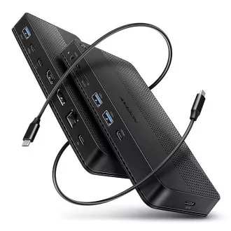 AXAGON HMC-U4, USB4 40Gbps dock, 3x USB-A, 2x USB-C, HDMI & DP 8K/30Hz, RJ-45, SD/mSD, audio, PD 100W, USB-C kabel 80cm AXAGON HMC-U4, USB4 40Gbps dock, 3x USB-A, 2x USB-C, HDMI & DP 8K/30Hz, RJ-45, SD/mSD, audio, PD 100W, USB-C kabel 80cm