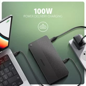 AXAGON HMC-U4, USB4 40Gbps dock, 3x USB-A, 2x USB-C, HDMI & DP 8K/30Hz, RJ-45, SD/mSD, audio, PD 100W, USB-C kabel 80cm AXAGON HMC-U4, USB4 40Gbps dock, 3x USB-A, 2x USB-C, HDMI & DP 8K/30Hz, RJ-45, SD/mSD, audio, PD 100W, USB-C kabel 80cm
