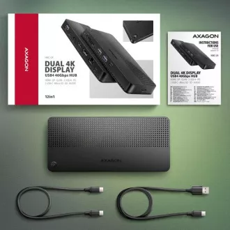 AXAGON HMC-U4, USB4 40Gbps dock, 3x USB-A, 2x USB-C, HDMI & DP 8K/30Hz, RJ-45, SD/mSD, audio, PD 100W, USB-C kabel 80cm AXAGON HMC-U4, USB4 40Gbps dock, 3x USB-A, 2x USB-C, HDMI & DP 8K/30Hz, RJ-45, SD/mSD, audio, PD 100W, USB-C kabel 80cm