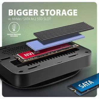AXAGON HMC-UFO, USB 10Gbps hub, 2x USB-A, USB-C, HDMI 4k/60, RJ-45, M.2 utor, SD/mSD, audio, PD 100W, USB-C kabel 65cm AXAGON HMC-UFO, USB 10Gbps hub, 2x USB-A, USB-C, HDMI 4k/60, RJ-45, M.2 utor, SD/mSD, audio, PD 100W, USB-C kabel 65cm