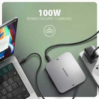 AXAGON HMC-UFO, USB 10Gbps hub, 2x USB-A, USB-C, HDMI 4k/60, RJ-45, M.2 utor, SD/mSD, audio, PD 100W, USB-C kabel 65cm AXAGON HMC-UFO, USB 10Gbps hub, 2x USB-A, USB-C, HDMI 4k/60, RJ-45, M.2 utor, SD/mSD, audio, PD 100W, USB-C kabel 65cm