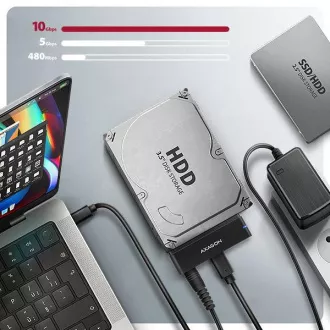 AXAGON ADSA-FPX, USB-C 10Gbps - SATA 6G, 2,5"/3,5" SSD/HDD FAST PORT X adapter, uklj. AC napajanja