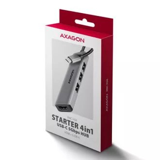 AXAGON HMC-H3A, USB 5Gbps hub, 3x USB-A, HDMI 4k/30Hz, USB-C kabel 15cm