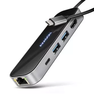 AXAGON HMC-6GLN, USB 5Gbps hub, 2x USB-A, USB-C, HDMI 4k/60Hz, RJ-45 GLAN, PD 100W, USB-C kabel 20cm
