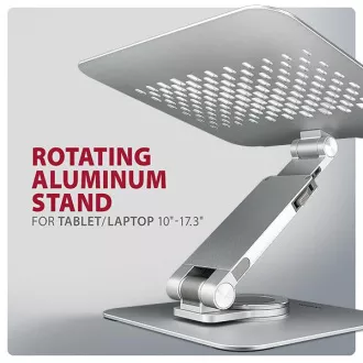 AXAGON STND-LR aluminijski stalak za laptop 10"-17,3" podesiv po visini i kutu, rotirajući, siv
