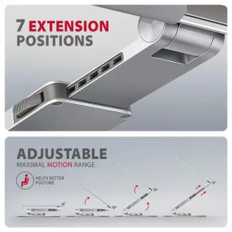 AXAGON STND-LR aluminijski stalak za laptop 10"-17,3" podesiv po visini i kutu, rotirajući, siv