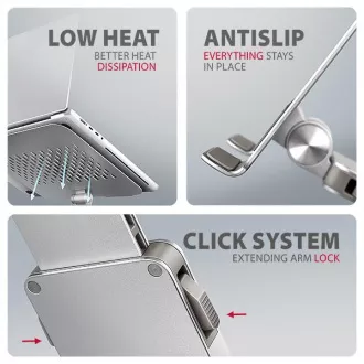 AXAGON STND-LR aluminijski stalak za laptop 10"-17,3" podesiv po visini i kutu, rotirajući, siv