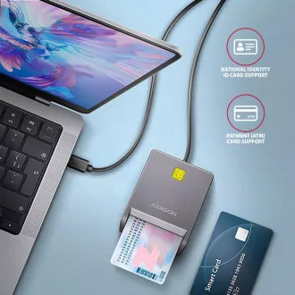 AXAGON CRE-SM3TC, USB-C FlatReader čitač kontaktnih kartica Pametna kartica (eObčanka), kabel 1,2 m