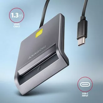 AXAGON CRE-SM3TC, USB-C FlatReader čitač kontaktnih kartica Pametna kartica (eObčanka), kabel 1,2 m
