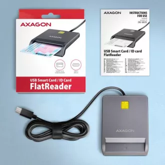 AXAGON CRE-SM3TC, USB-C FlatReader čitač kontaktnih kartica Pametna kartica (eObčanka), kabel 1,2 m