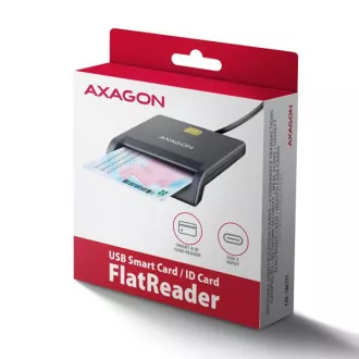 AXAGON CRE-SM3TC, USB-C FlatReader čitač kontaktnih kartica Pametna kartica (eObčanka), kabel 1,2 m