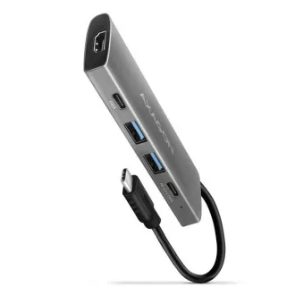 AXAGON HMC-5G21, USB 10Gb/s hub, portovi 2x USB-A, 2x USB-C, HDMI 4k/30, PD 60W, USB-C kabel 13 cm