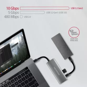 AXAGON HMC-5G21, USB 10Gb/s hub, portovi 2x USB-A, 2x USB-C, HDMI 4k/30, PD 60W, USB-C kabel 13 cm