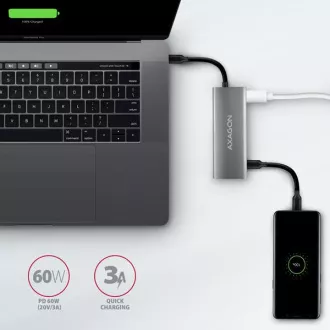 AXAGON HMC-5G21, USB 10Gb/s hub, portovi 2x USB-A, 2x USB-C, HDMI 4k/30, PD 60W, USB-C kabel 13 cm
