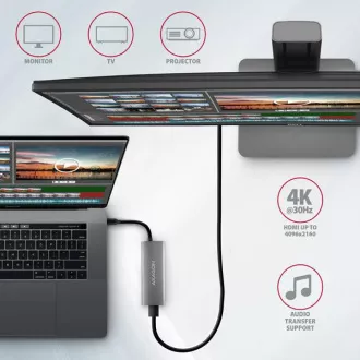 AXAGON HMC-5G21, USB 10Gb/s hub, portovi 2x USB-A, 2x USB-C, HDMI 4k/30, PD 60W, USB-C kabel 13 cm