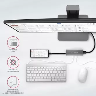 AXAGON HMC-5G21, USB 10Gb/s hub, portovi 2x USB-A, 2x USB-C, HDMI 4k/30, PD 60W, USB-C kabel 13 cm