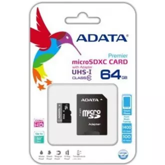 ADATA MicroSDXC kartica 64GB Premier UHS-I Class 10 + SD adapter