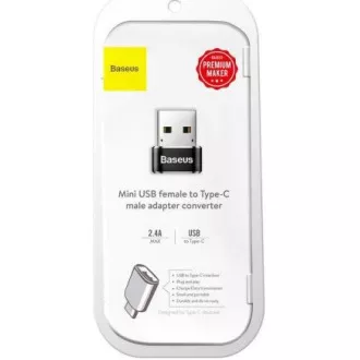 Baseus adapter USB muški na USB-C ženski 3A, OTG, crni